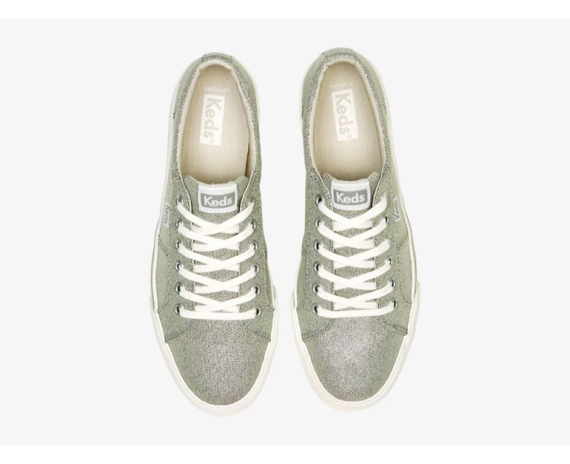 Keds Jump Kick Duo Textiel Metallic Veterschoenen Dames Zilver | b8xXvShy