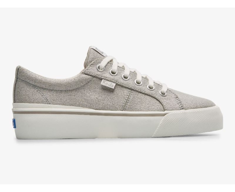 Keds Jump Kick Duo Textiel Metallic Veterschoenen Dames Zilver | b8xXvShy