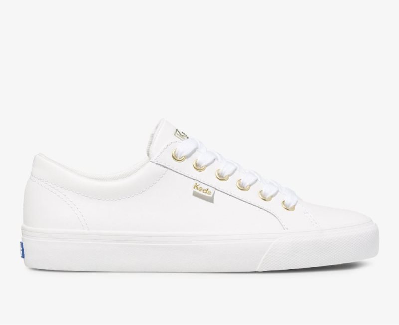 Keds Jump Kick Leren Sneakers Dames Wit Goud | 0Amdtj8T