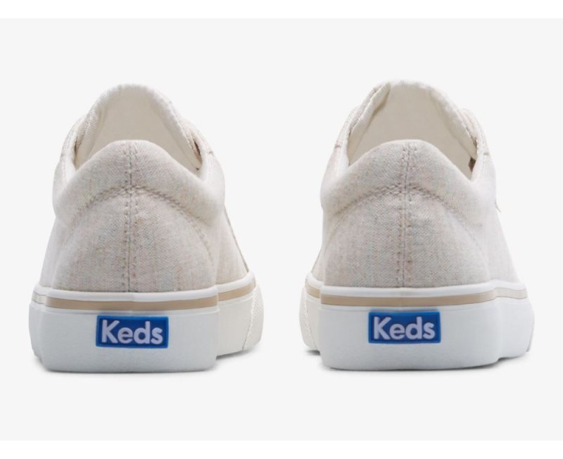 Keds Jump Kick Linen Fleck Veterschoenen Dames Oatmeal | 5oCPcI54