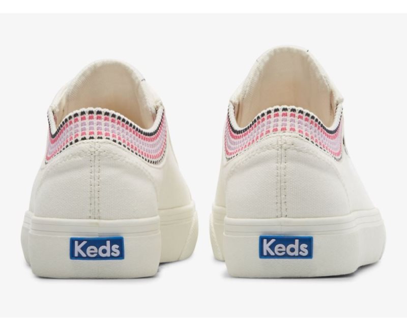 Keds Jump Kick Rib Knit Collar Squares Veterschoenen Dames Wit Gekleurd | GAREo108