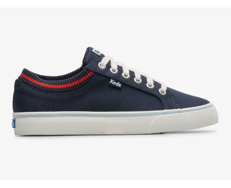 Keds Jump Kick Rib Knit Collar Veterschoenen Dames Donkerblauw Rood | hcy6Bw7r