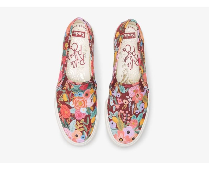 Keds Keds x Rifle Paper Co. Double Decker Garden Party Sneakers Dames Bordeaux | ImAtQ0wa