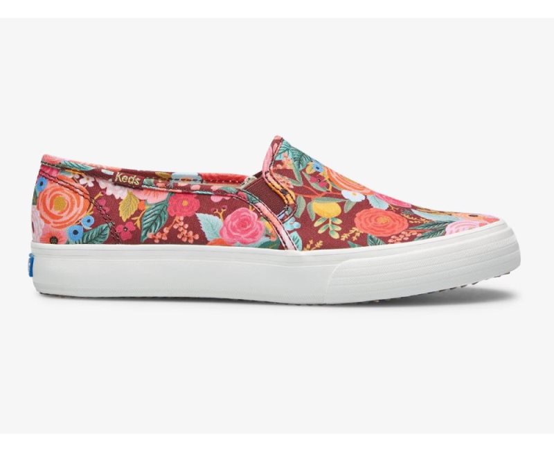 Keds Keds x Rifle Paper Co. Double Decker Garden Party Sneakers Dames Bordeaux | ImAtQ0wa