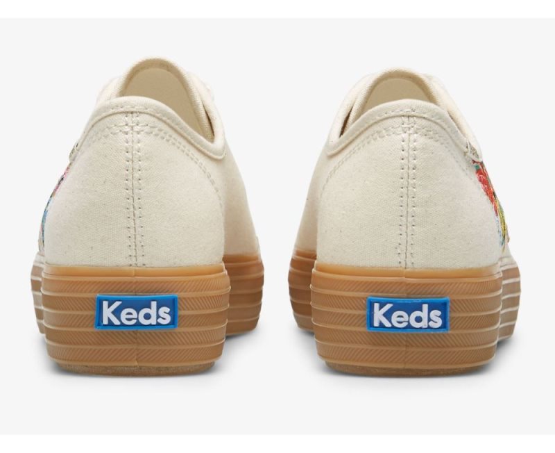 Keds Keds x Rifle Paper Co. Triple Kick Embossed Garden Party Sneakers Dames Linen | CYf1vaLQ