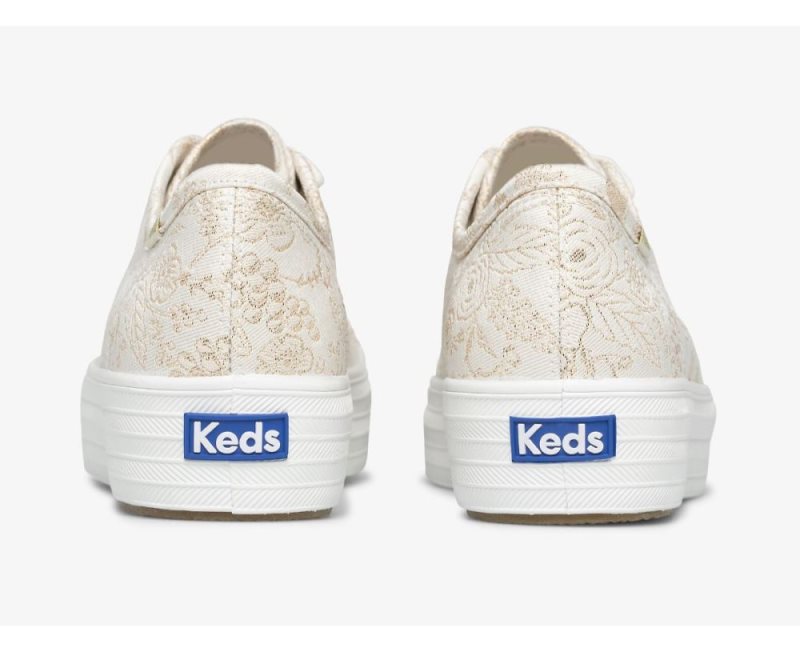 Keds Keds x Rifle Paper Co. Triple Kick Colette Jacquard Sneakers Dames Wit | OYcR9XVL