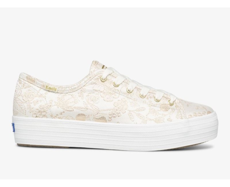 Keds Keds x Rifle Paper Co. Triple Kick Colette Jacquard Sneakers Dames Wit | OYcR9XVL