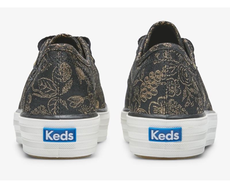 Keds Keds x Rifle Paper Co. Triple Kick Colette Jacquard Sneakers Dames Zwart | pYtcHasG