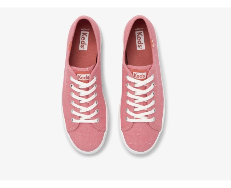 Keds Kickstart Dobby Jacquard Sneakers Dames Rood | CZcLKMqm