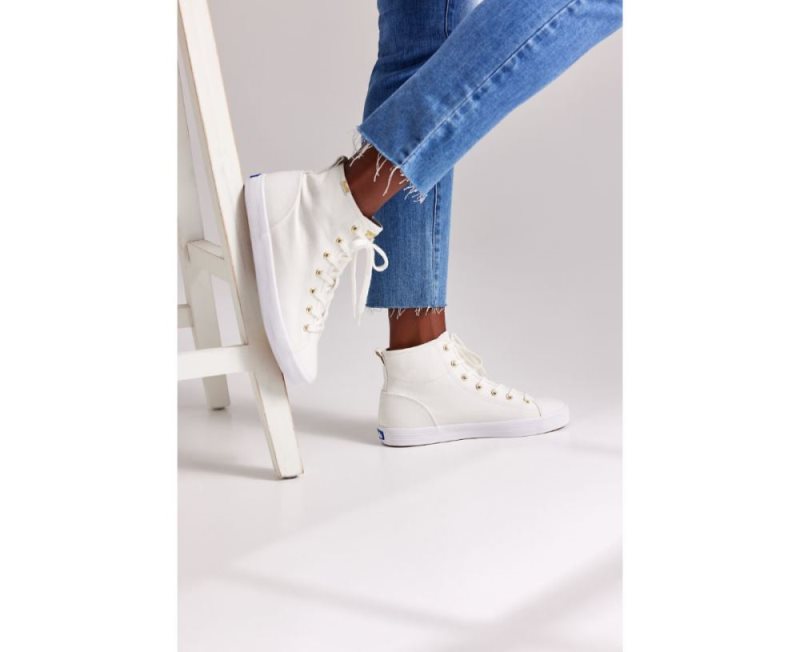 Keds Kickstart Hi Canvas Sneakers Dames Wit | uRPiBnfu