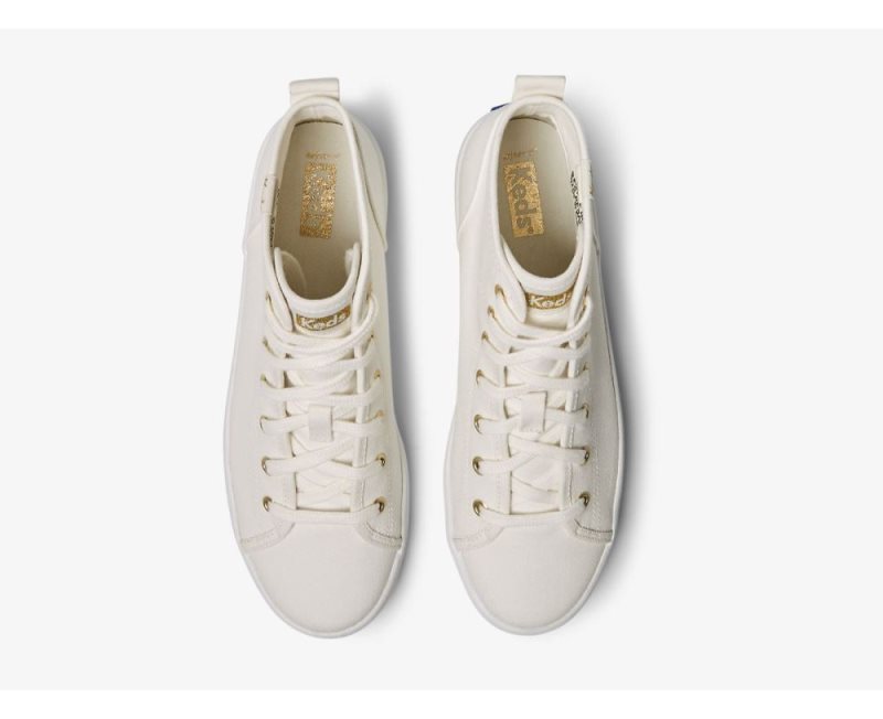 Keds Kickstart Hi Canvas Sneakers Dames Wit | uRPiBnfu