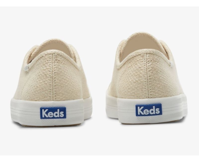 Keds Kickstart Metallic Textiel Veterschoenen Dames Beige Zilver | 261gOtMW