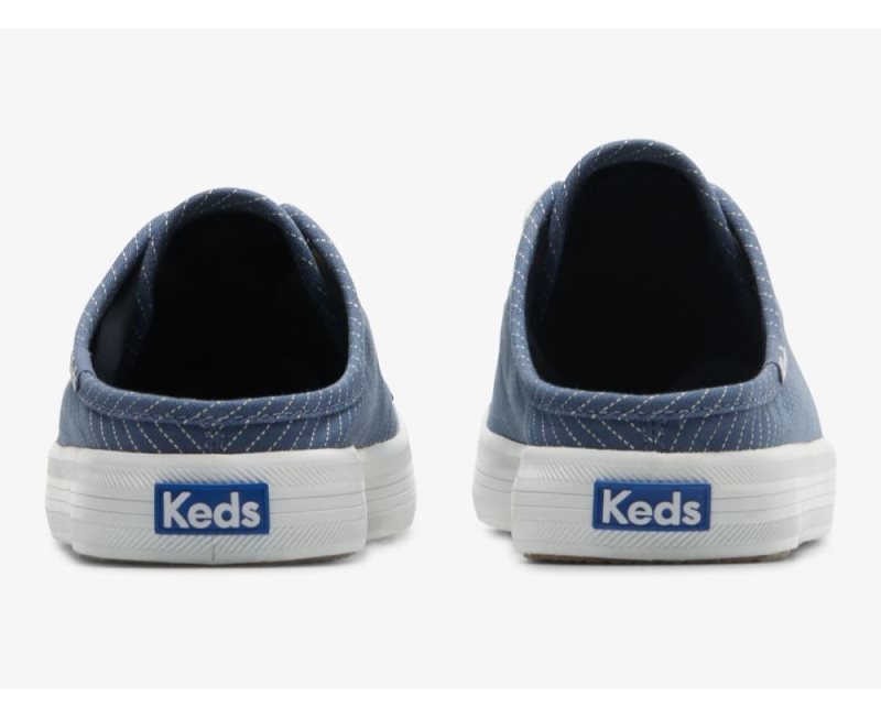 Keds Kickstart Mule Canvas Stripe Canvas Schoenen Dames Blauw | RzfJJE7D