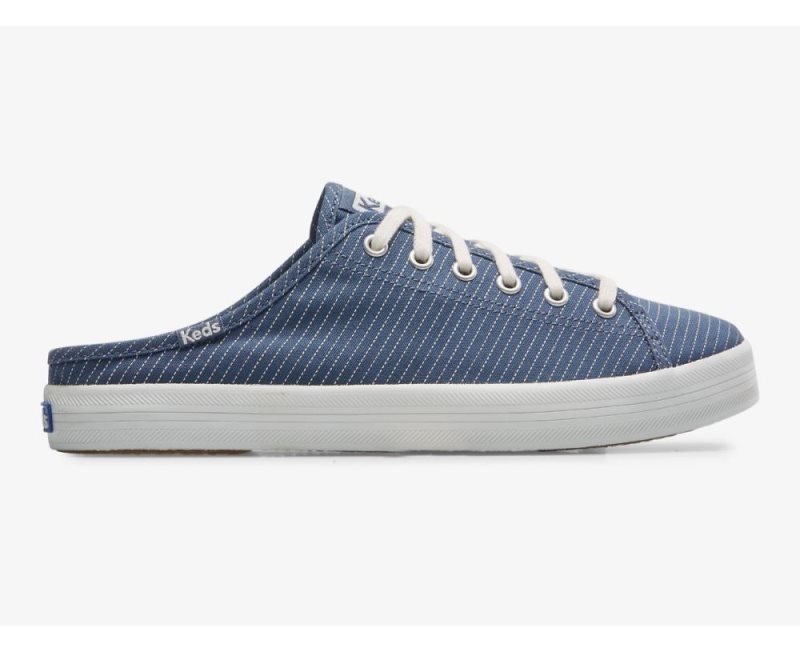 Keds Kickstart Mule Canvas Stripe Canvas Schoenen Dames Blauw | RzfJJE7D