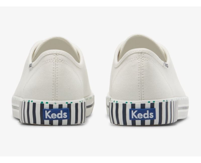 Keds Kickstart Tennis Stripe Veterschoenen Dames Wit Donkerblauw | 2L7uaQrC