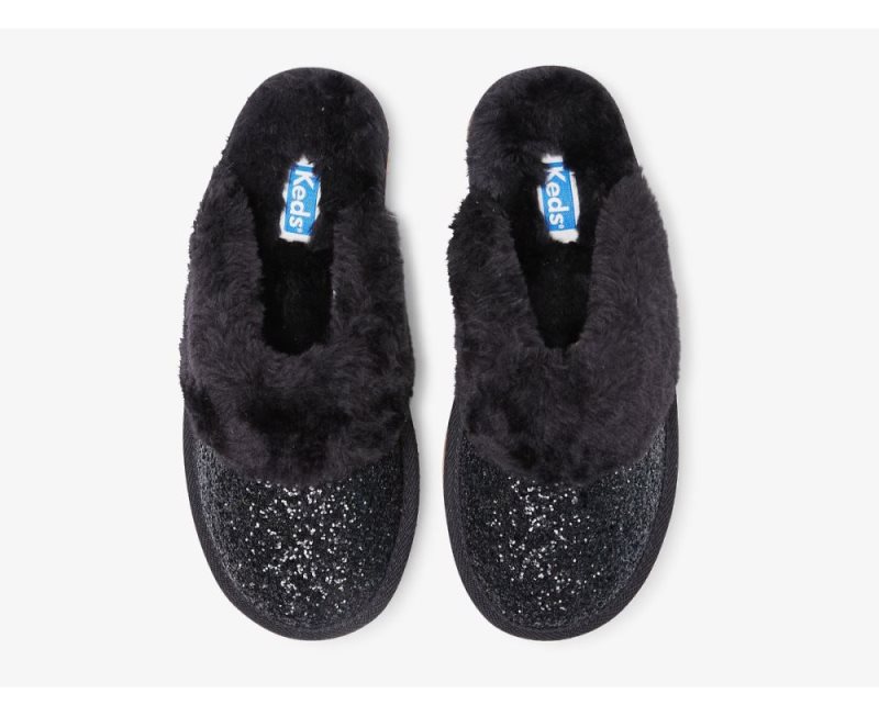 Keds Mule Slippers Glitter Mules Dames Zwart | YgdOdpgt