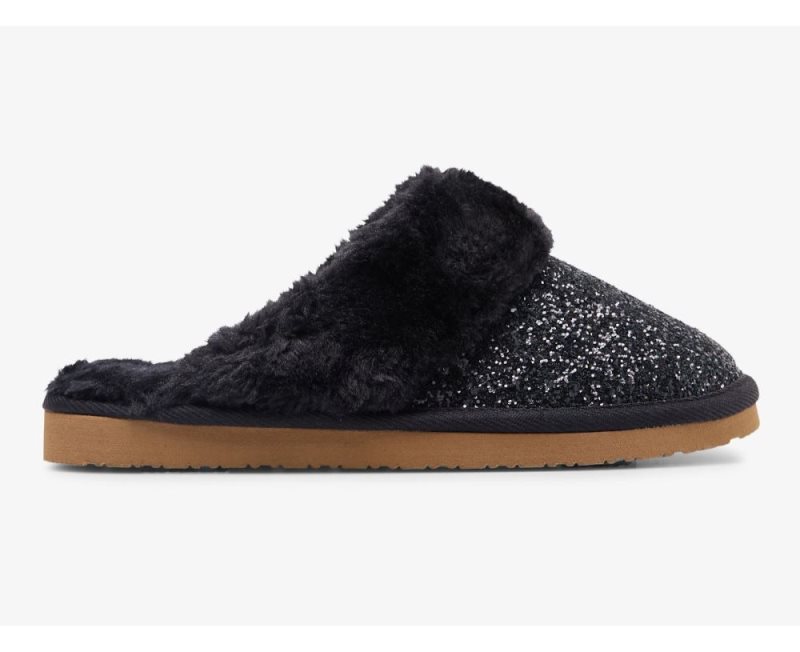 Keds Mule Slippers Glitter Slip Ons Dames Zwart | hp19i3JA