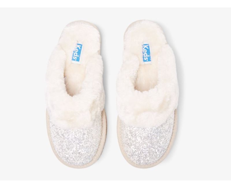 Keds Mule Slippers Glitter Slip Ons Dames Wit | l2dJuhgI