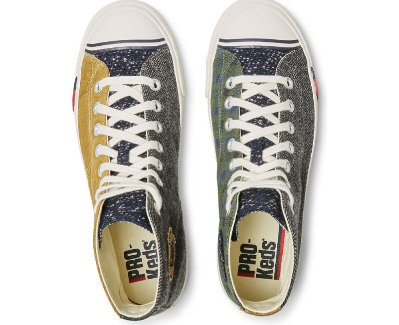 Keds Royal Hi Patchwork Sneakers Dames Bruin Blauw Gekleurd | wMITuTlq