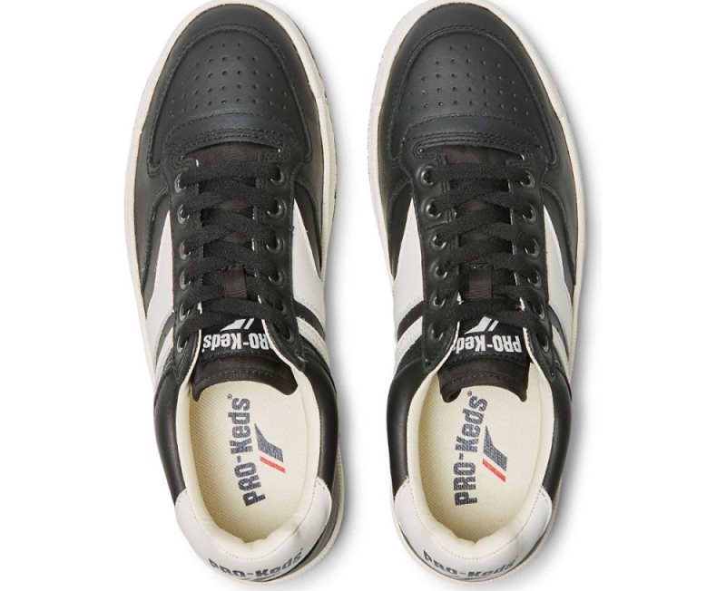 Keds Skyhawk Lo Leren Sneakers Heren Zwart Wit | TosObw3v