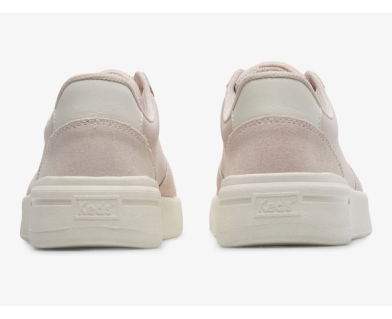 Keds The Court Leren/Suede Veterschoenen Dames Lichtroze Wit | goQLjugT