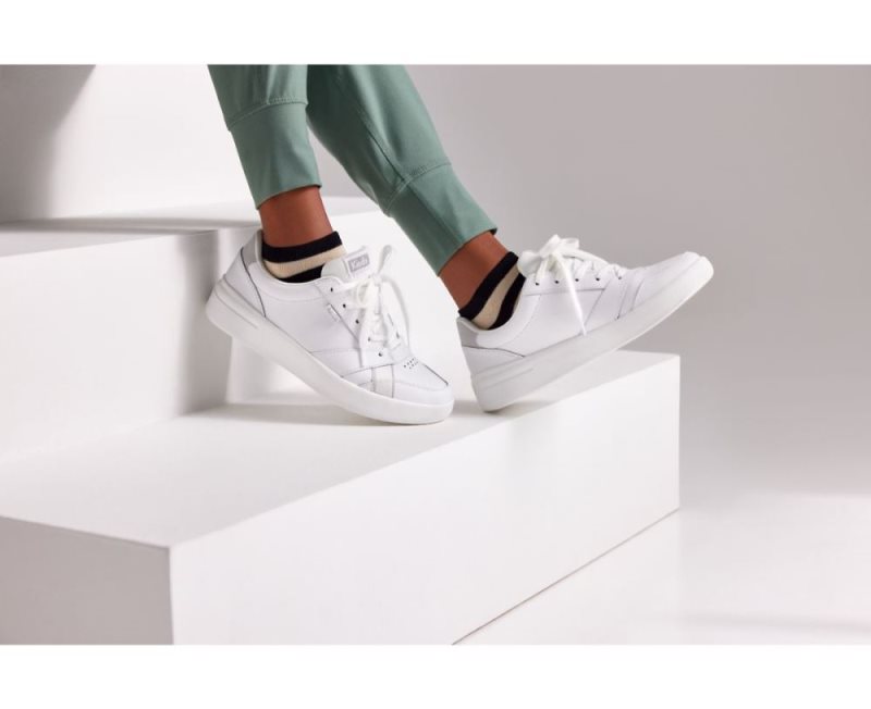 Keds The Court Leren Veterschoenen Dames Wit | Str47qsF