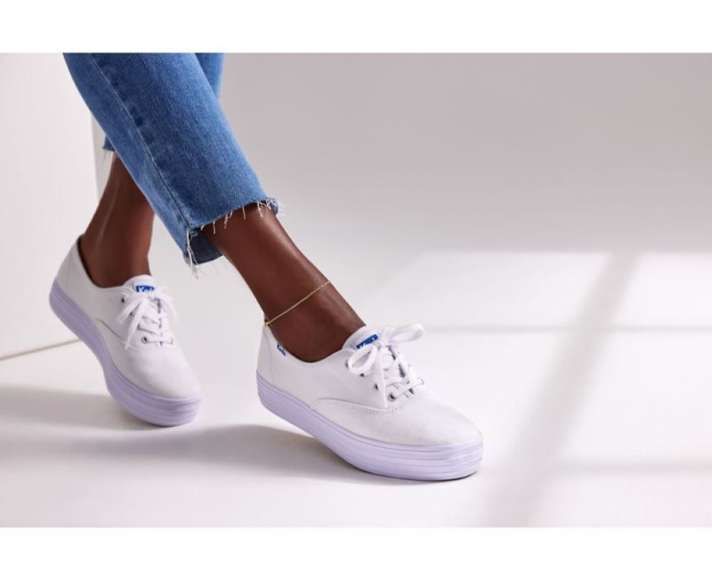 Keds The Platform Canvas Canvas Schoenen Dames Wit | kg0DHThV