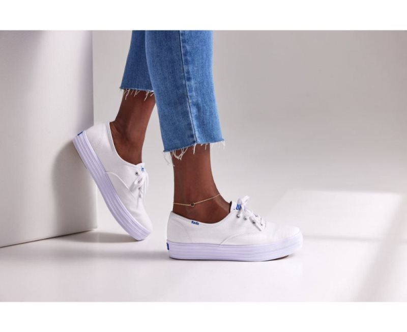 Keds The Platform Canvas Canvas Schoenen Dames Wit | rzYPs8sq