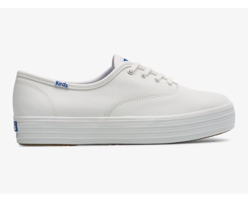 Keds The Platform Leren Leren Schoenen Dames Wit | hy2RyLWi