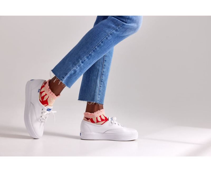 Keds The Platform Leren Platform Schoenen Dames Wit | o6MZDdrX