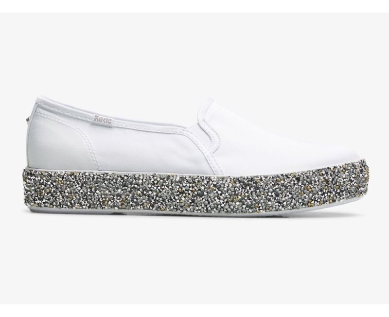 Keds Triple Decker Rock Salt Glitter Sneakers Dames Wit Zilver | igtDZ20F