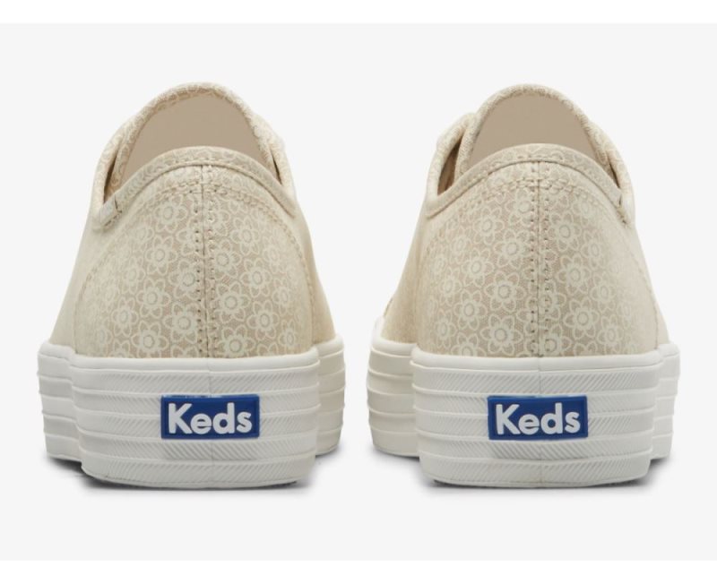 Keds Triple Kick Canvas Floral Print Canvas Schoenen Dames Bruin Wit | YIGtnstb