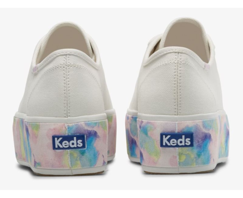 Keds Triple Up Abstract Floral Foxing Platform Schoenen Dames Wit Gekleurd | h711pD6H