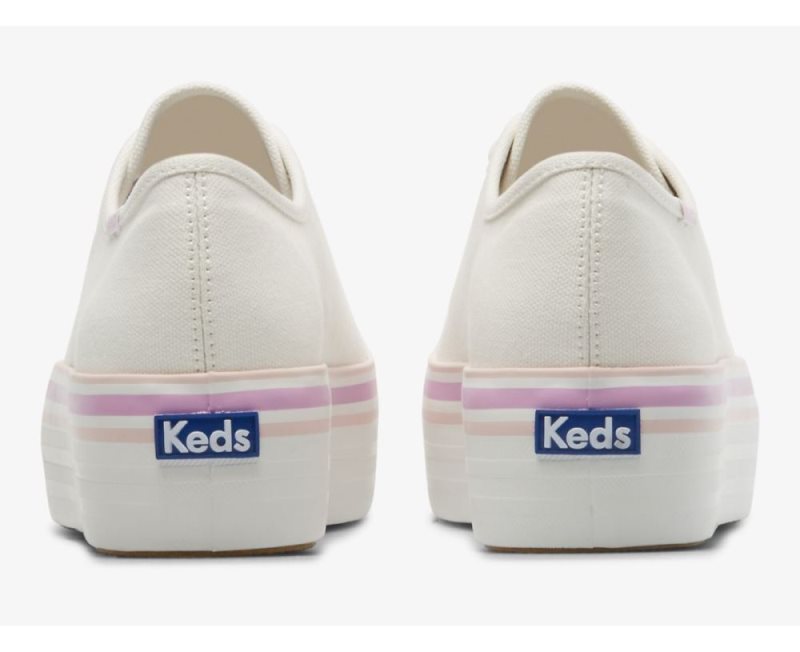 Keds Triple Up Canvas Foxing Stripe Canvas Schoenen Dames Wit | DfTKla8L