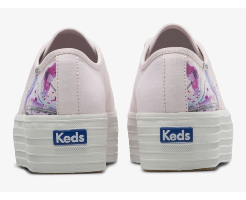 Keds Triple Up Canvas Painterly Floral Canvas Schoenen Dames Lichtroze | 1zUEDEBP