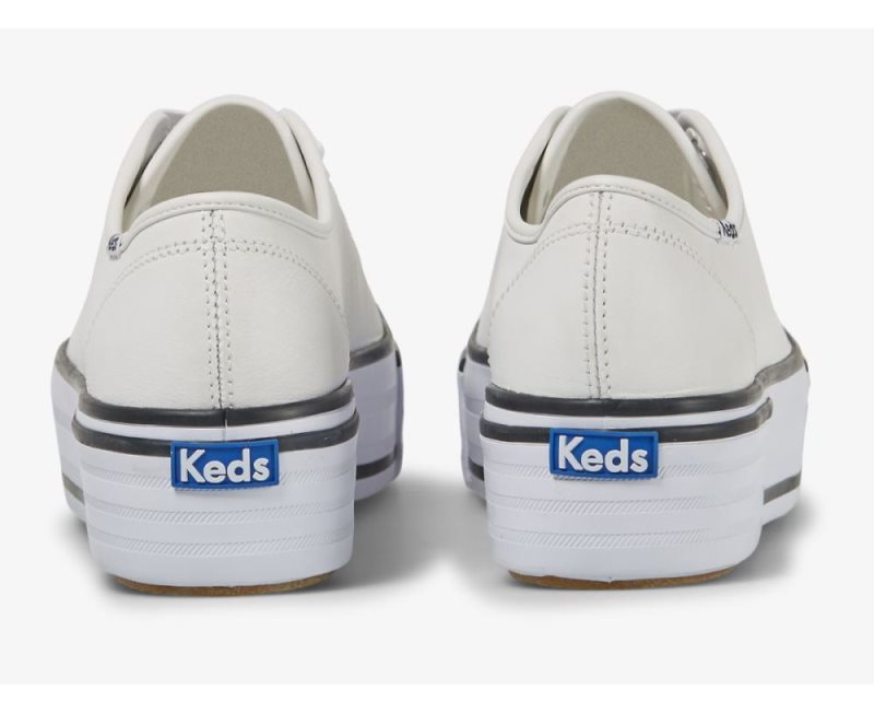 Keds Triple Up Leren Bumper Foxing Sneakers Dames Wit | 6GA0OdRu