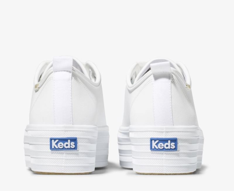 Keds Triple Up Leren Sneakers Dames Wit | Gq8GBQ7F