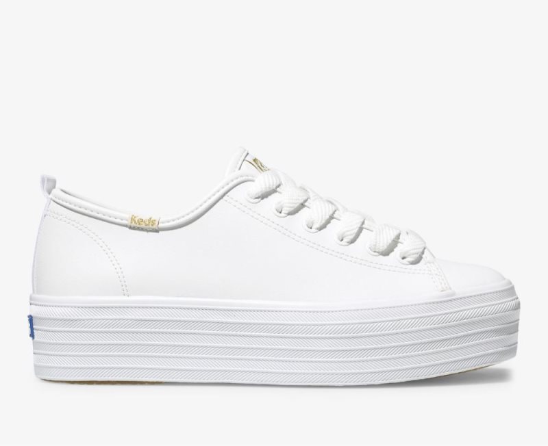 Keds Triple Up Leren Sneakers Dames Wit | kSCNnKKR