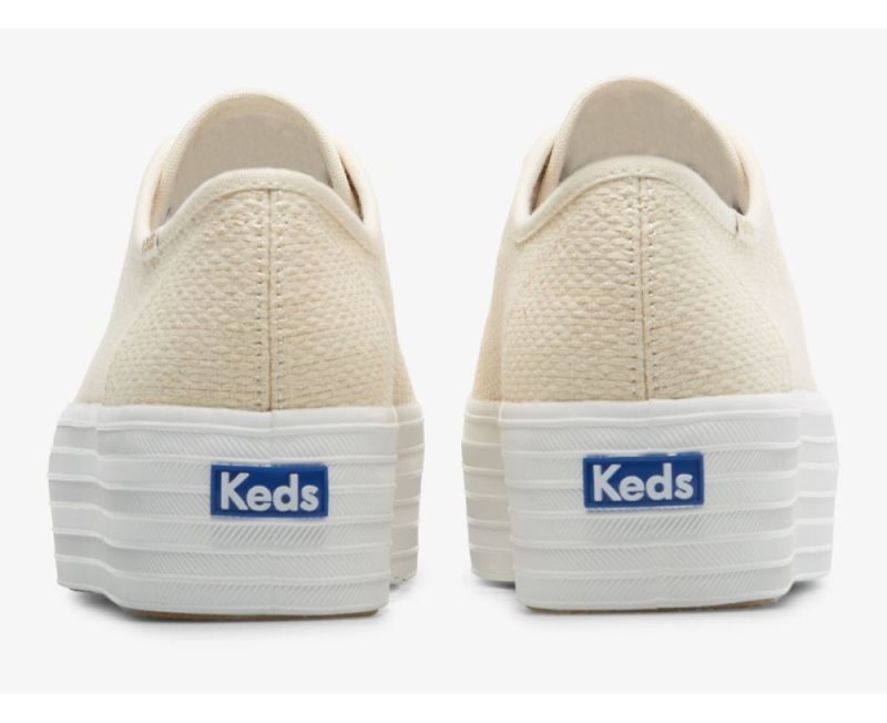 Keds Triple Up Metallic Woven Platform Schoenen Dames Beige Goud | y6i4V31f