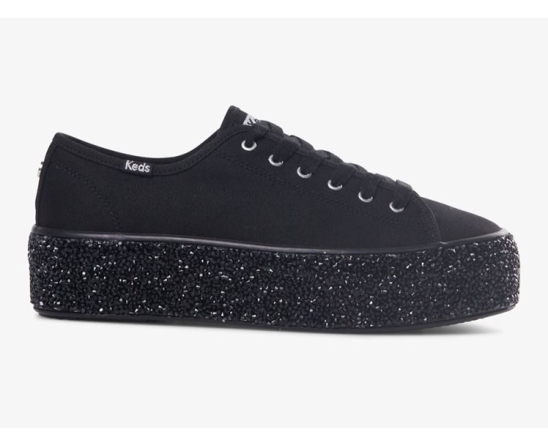 Keds Triple Up Rock Salt Glitter Sneakers Dames Zwart | kMUn1m88